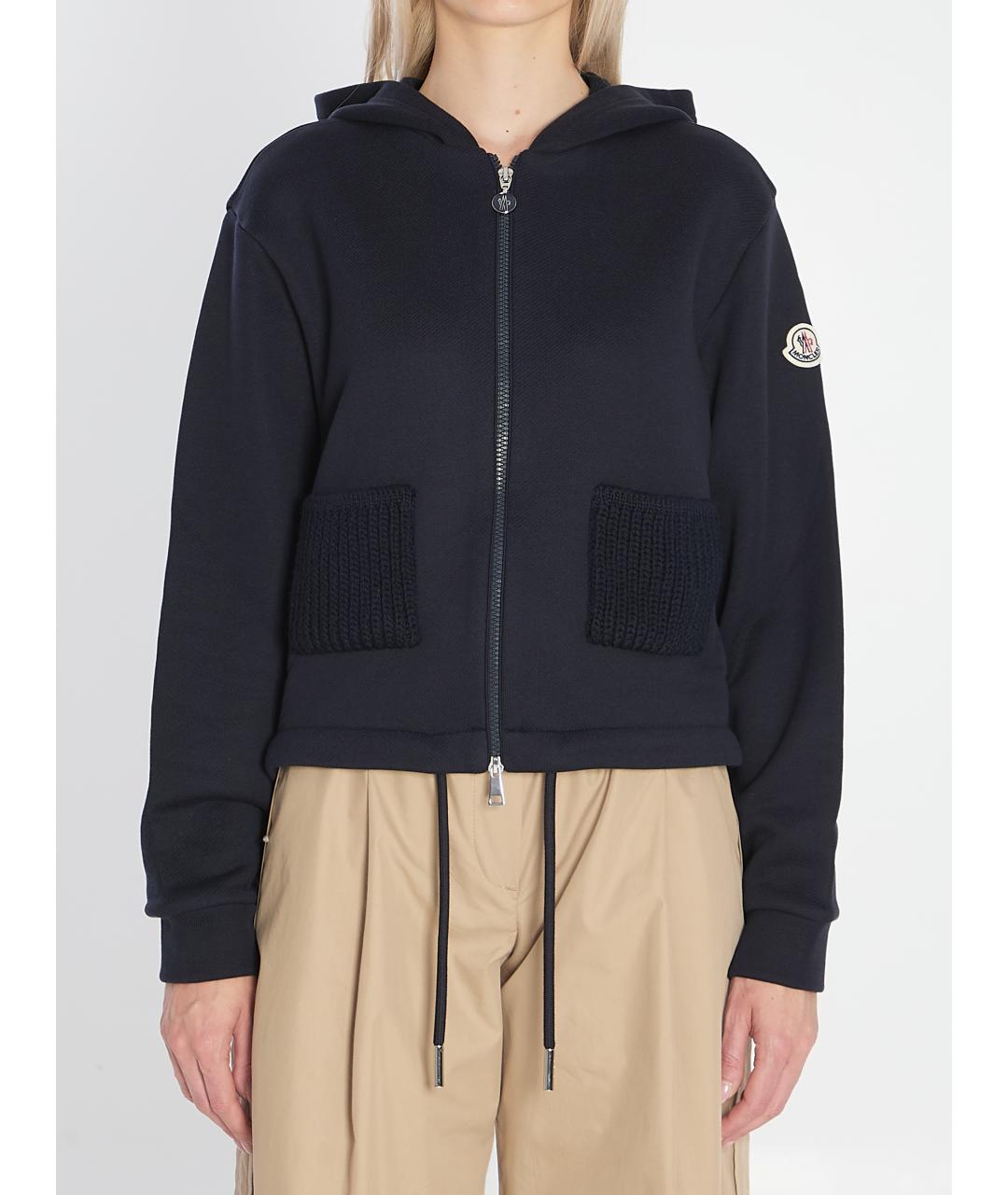 MONCLER Синий хлопковый джемпер / свитер, фото 2