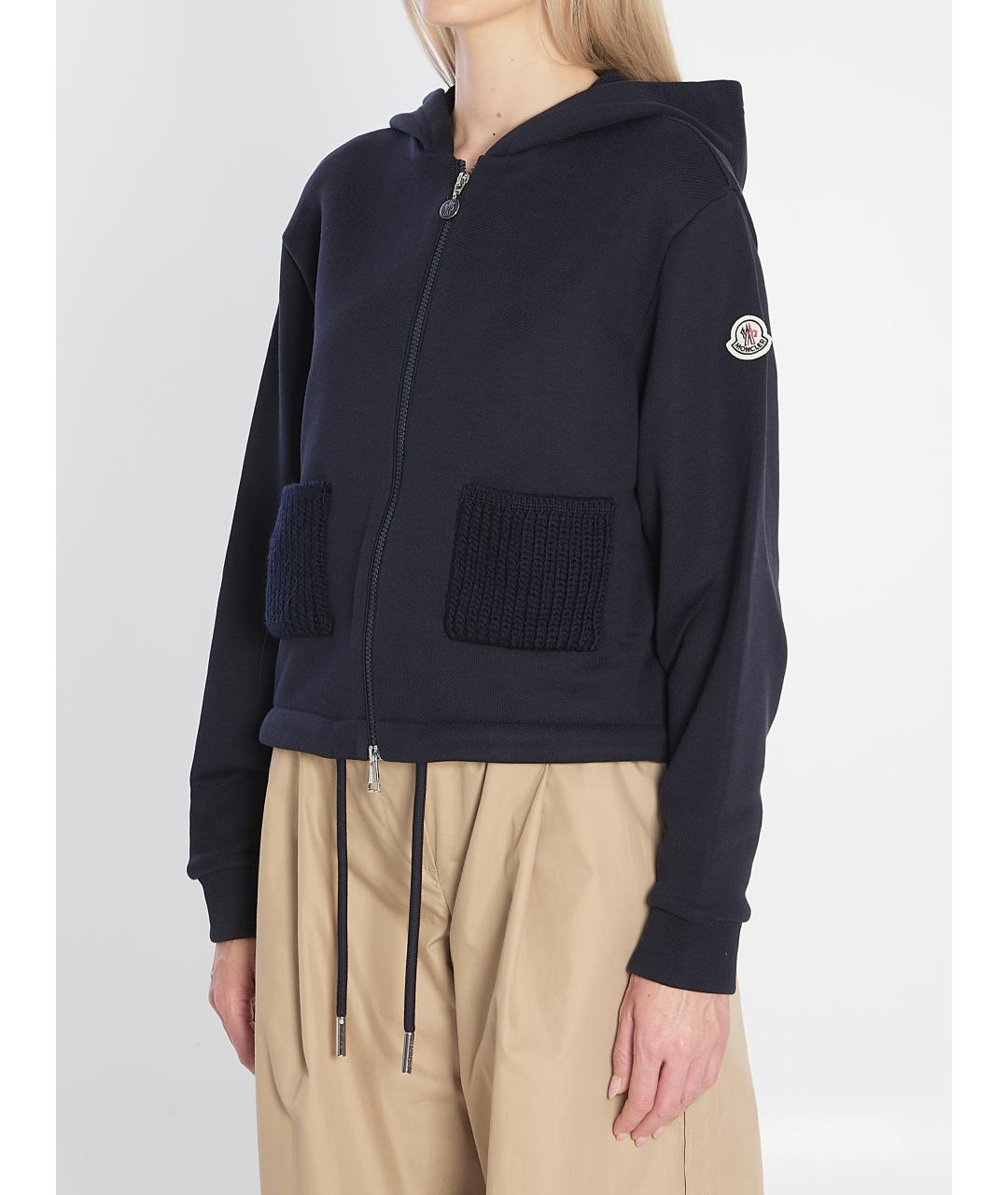 MONCLER Синий хлопковый джемпер / свитер, фото 3