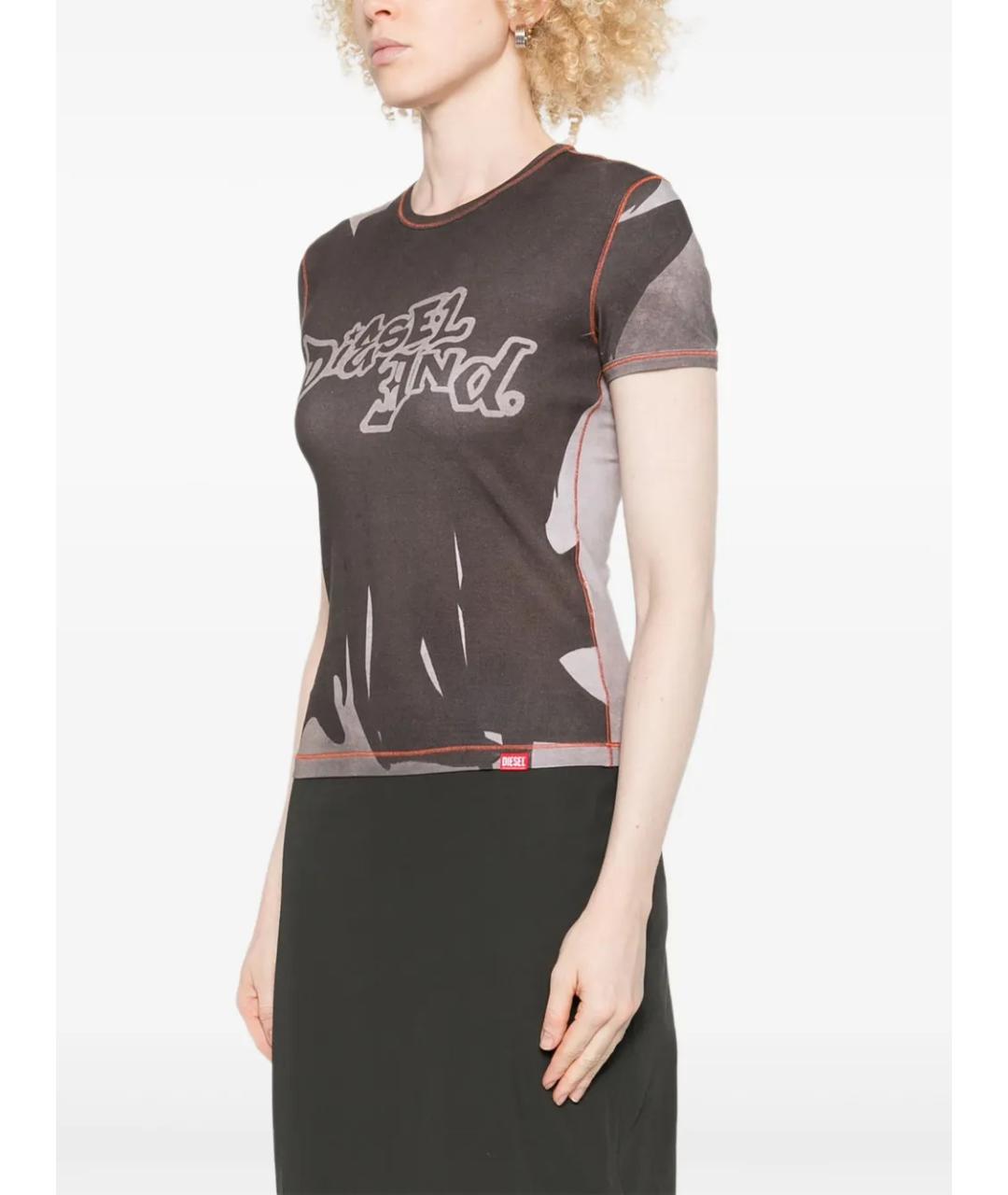 DIESEL Серая хлопковая футболка, фото 4