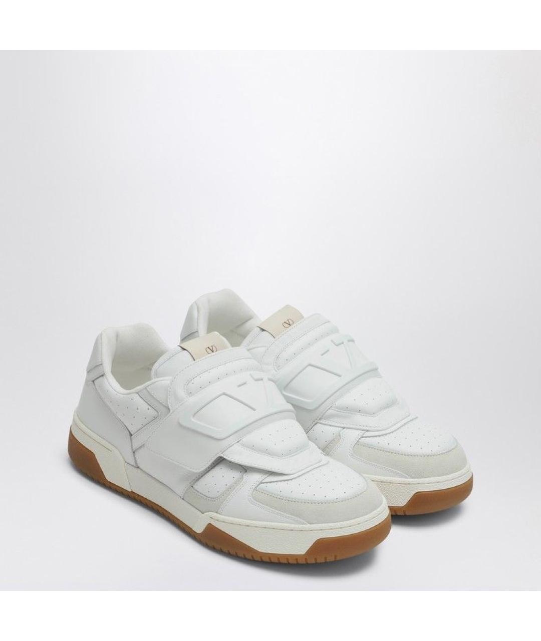 VALENTINO Белые кожаные низкие кроссовки / кеды, фото 3