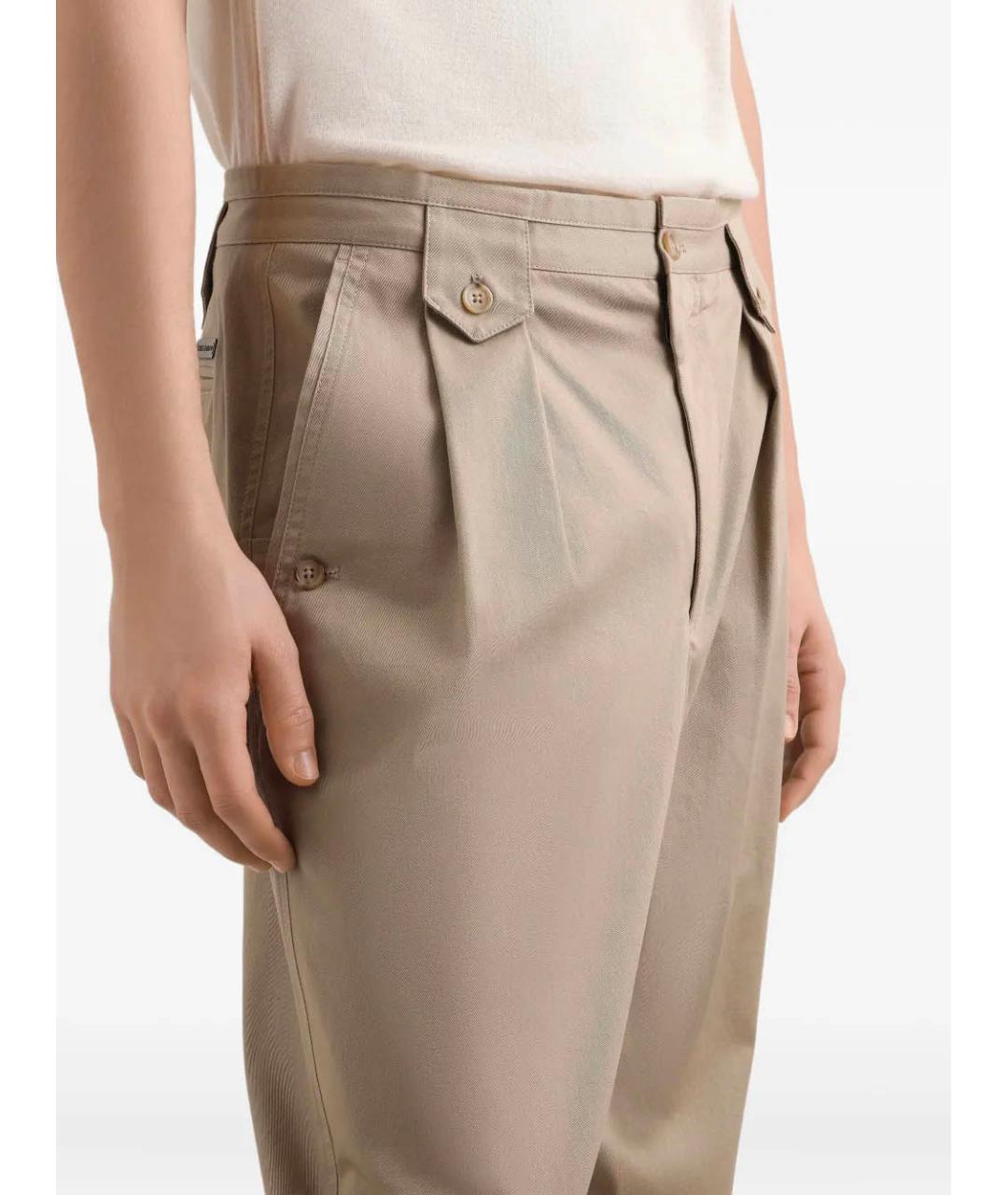 DOLCE&GABBANA Бежевые хлопковые повседневные брюки, фото 4