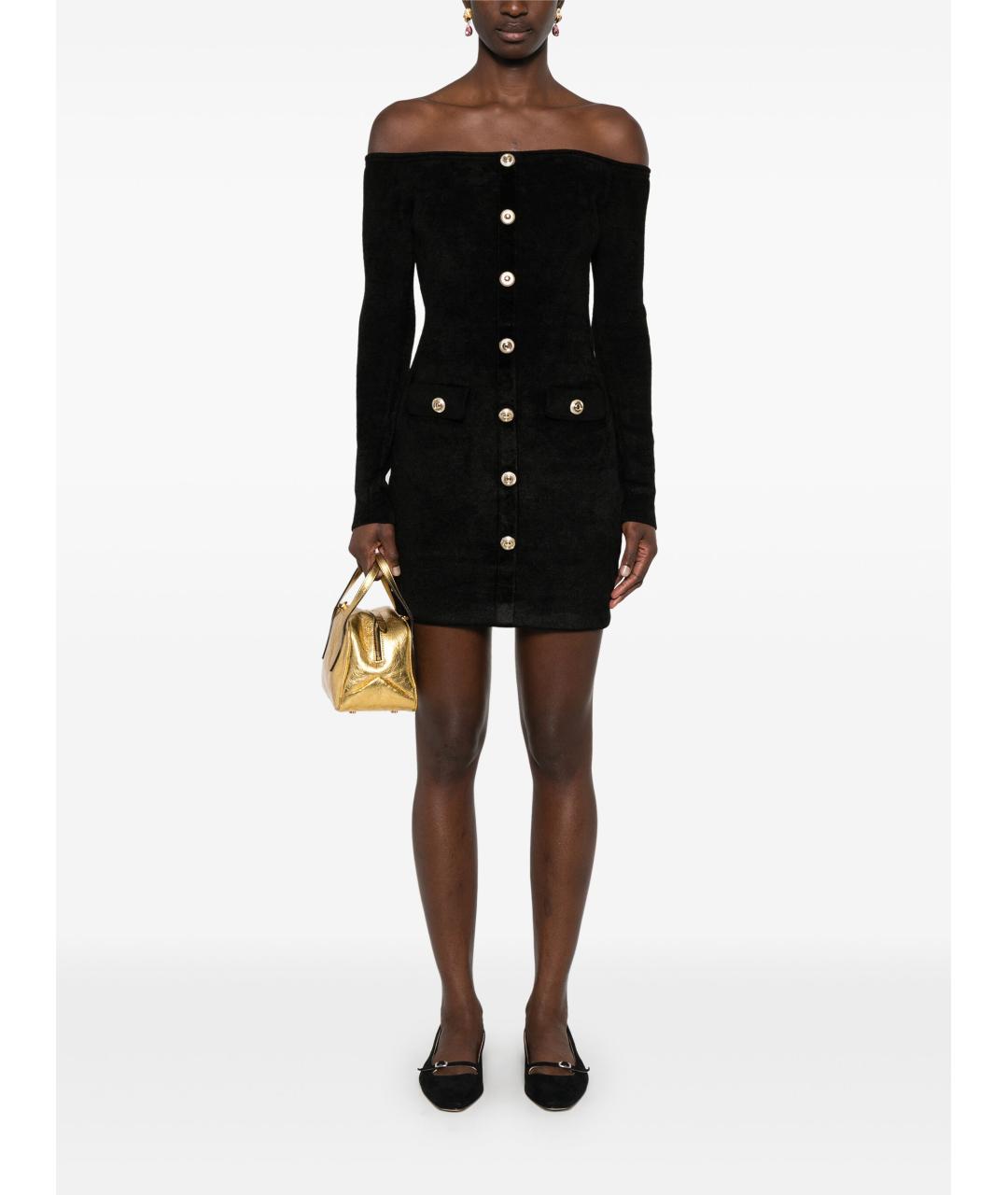 SELF-PORTRAIT Черное вискозное повседневное платье, фото 4