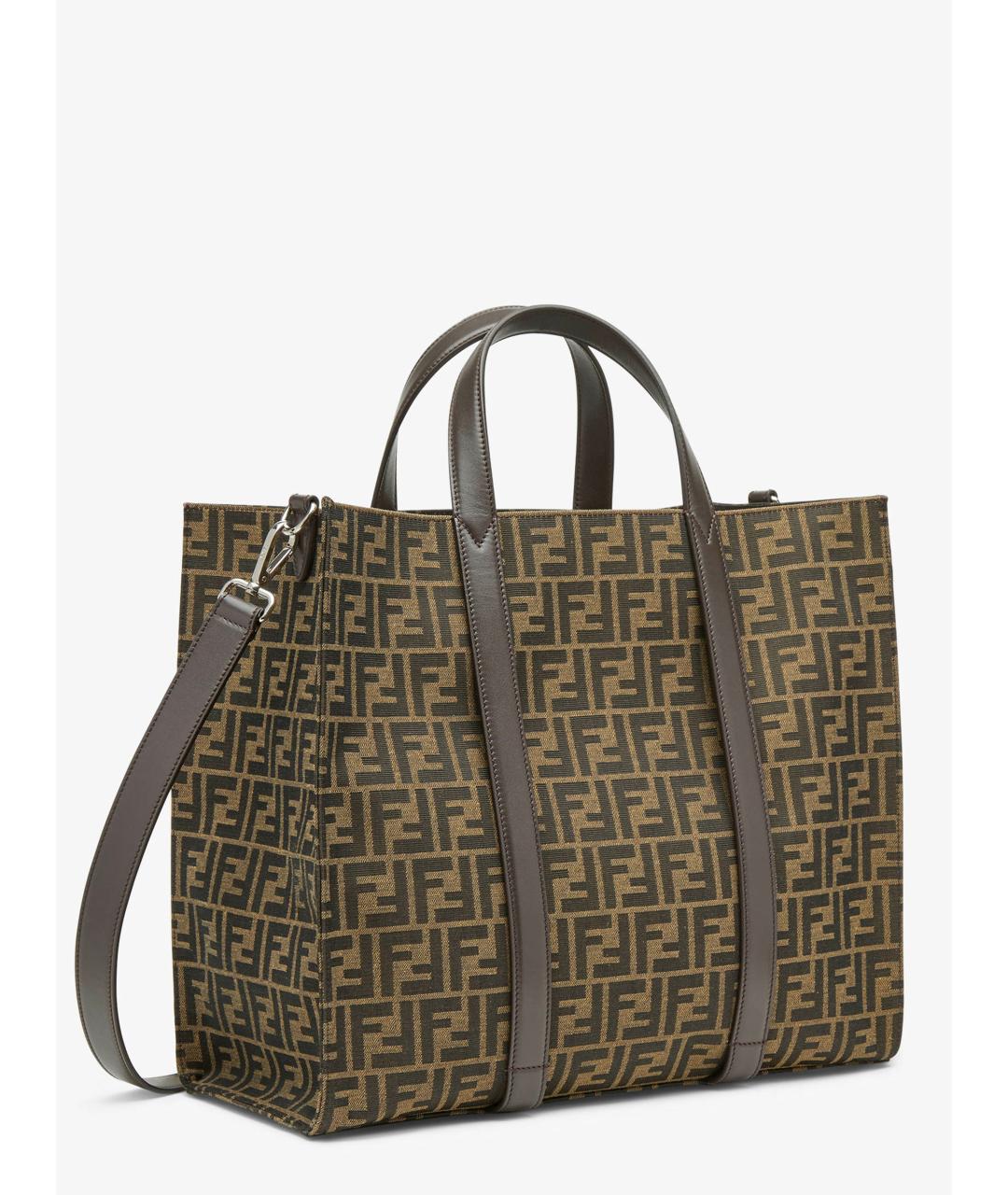 FENDI Коричневая кожаная сумка тоут, фото 3