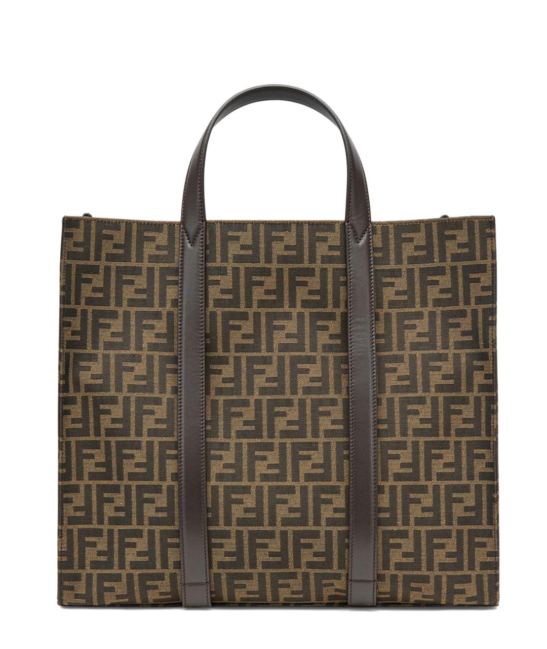 FENDI Коричневая кожаная сумка тоут, фото 1