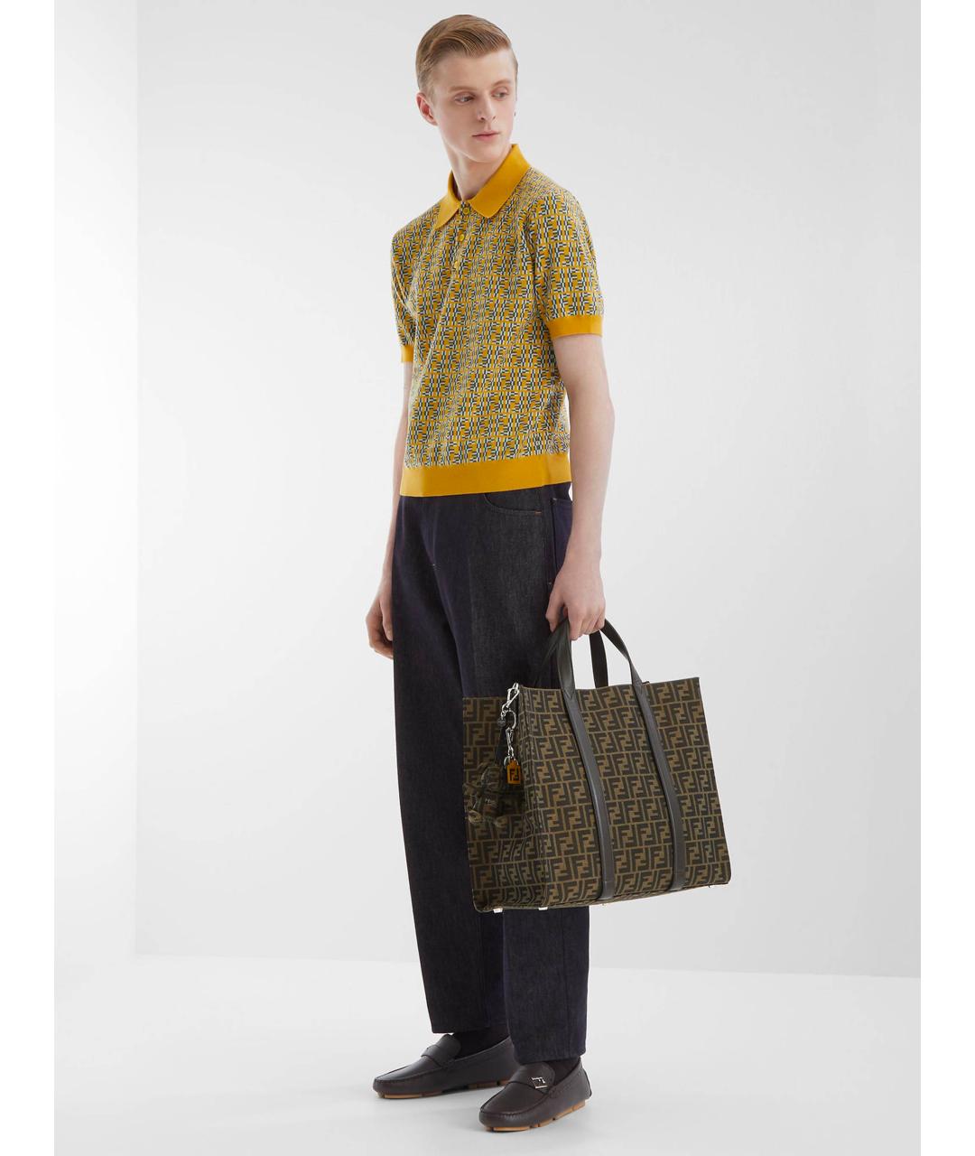 FENDI Коричневая кожаная сумка тоут, фото 2