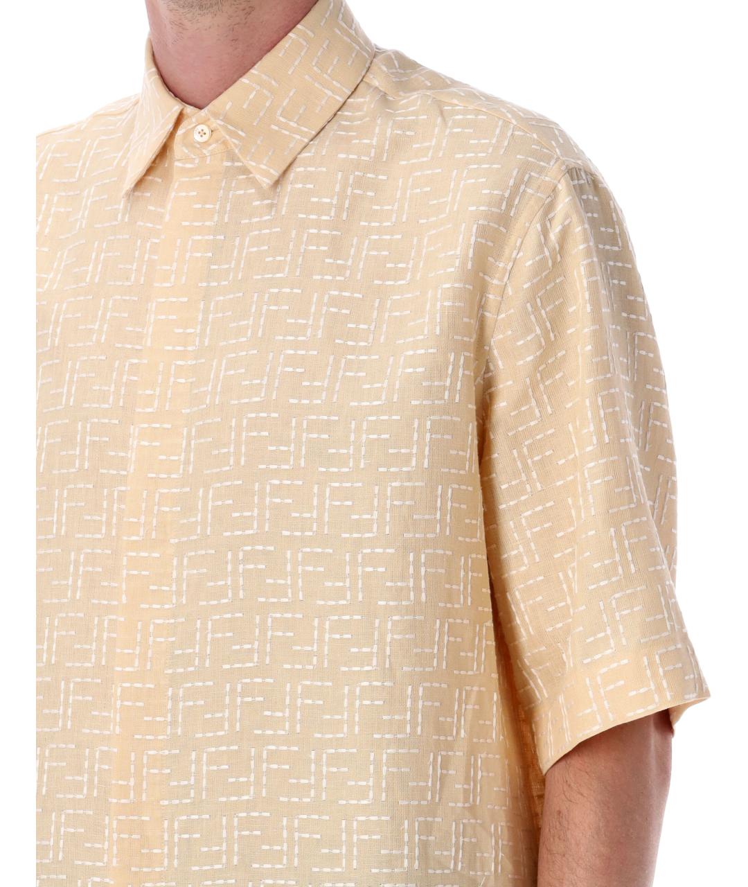 FENDI Желтая льняная кэжуал рубашка, фото 6