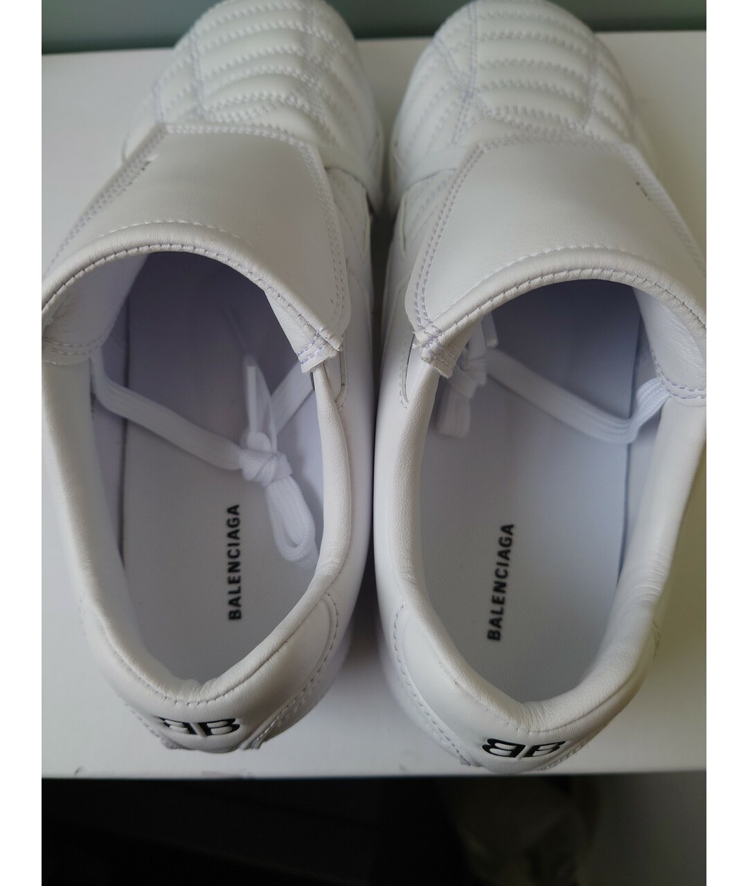 BALENCIAGA Белые кожаные кроссовки, фото 3
