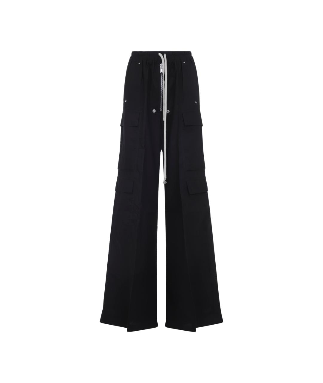 RICK OWENS Черные хлопковые прямые брюки, фото 1