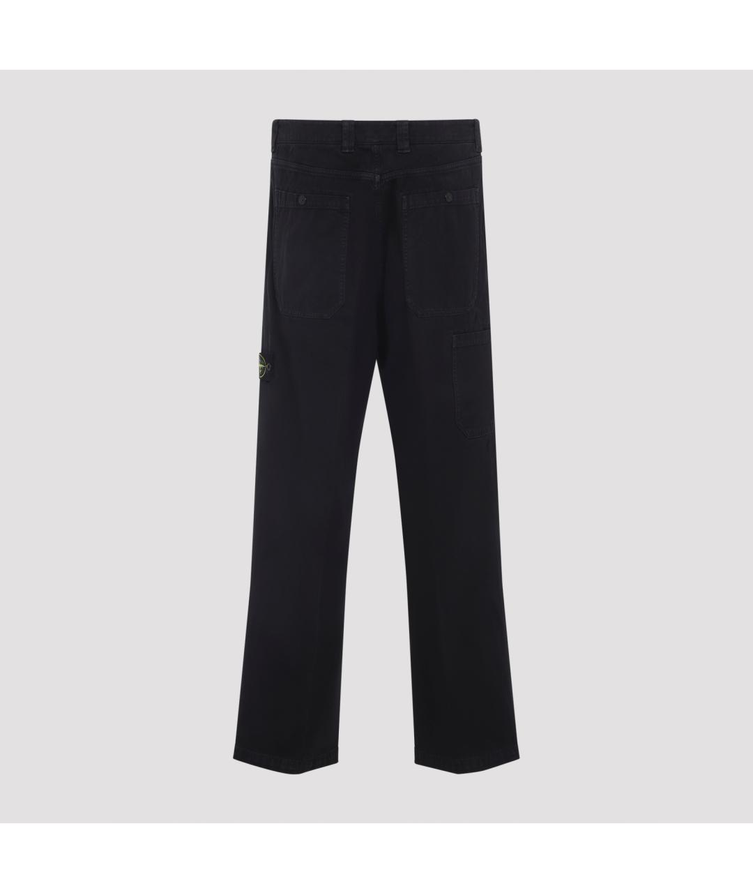 STONE ISLAND Черные хлопковые повседневные брюки, фото 2
