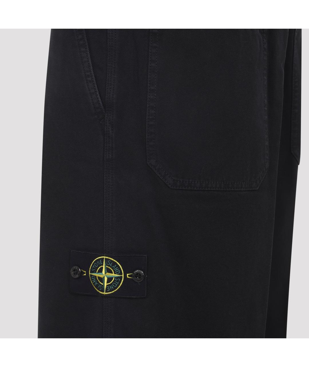STONE ISLAND Черные хлопковые повседневные брюки, фото 3