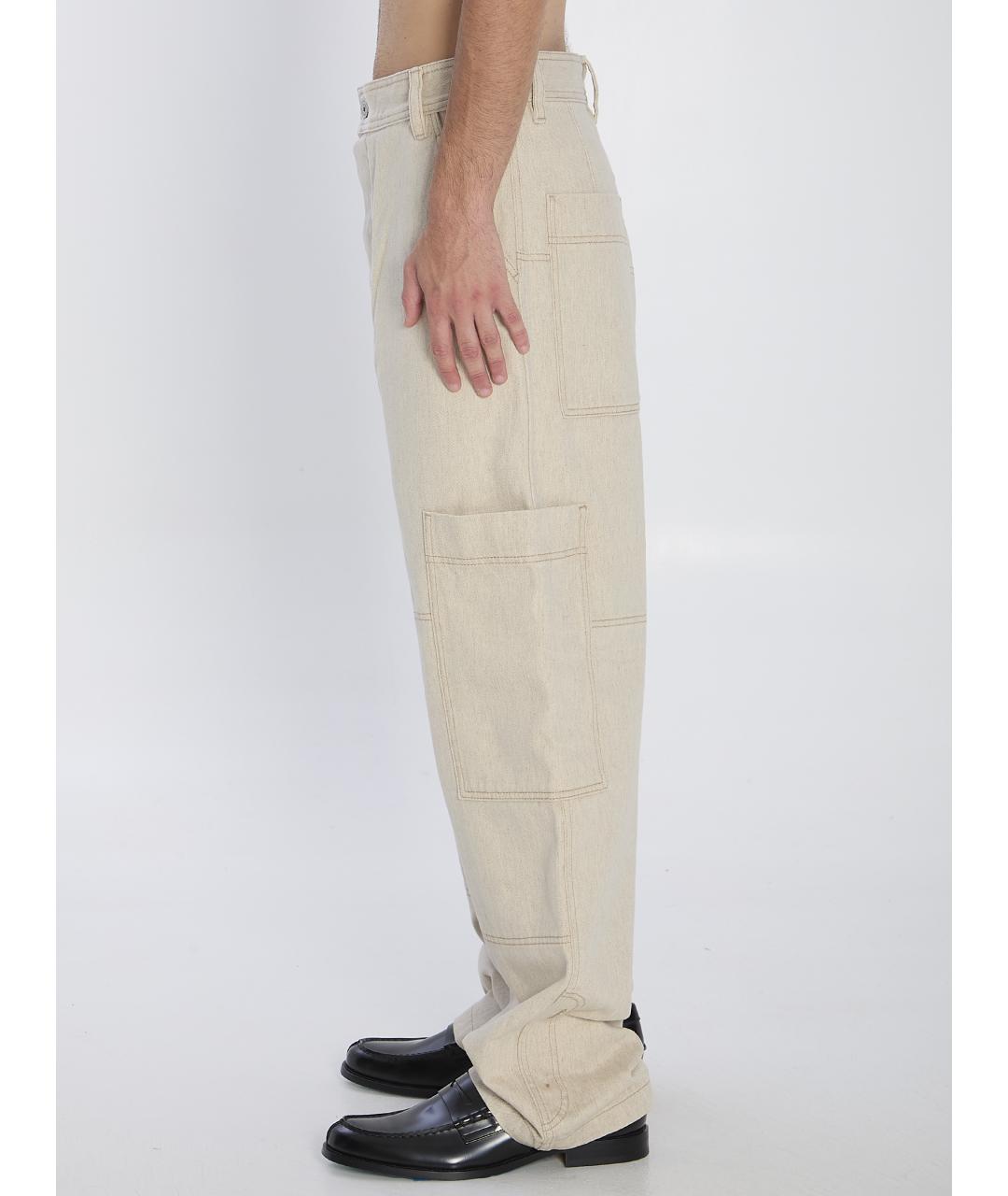 JACQUEMUS Бежевые хлопковые повседневные брюки, фото 4