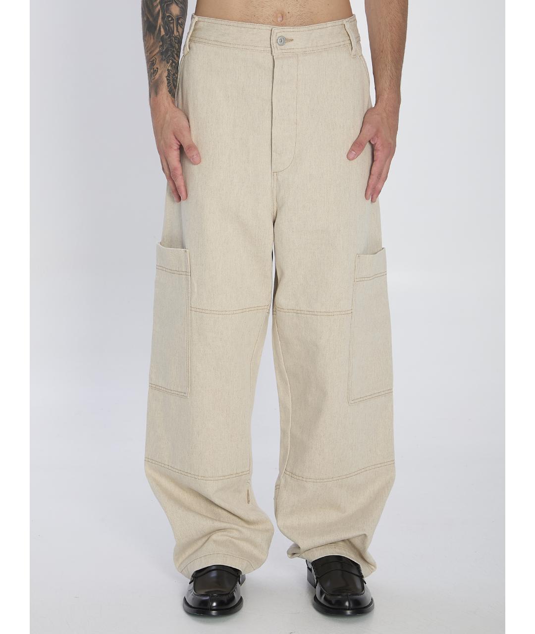 JACQUEMUS Бежевые хлопковые повседневные брюки, фото 2