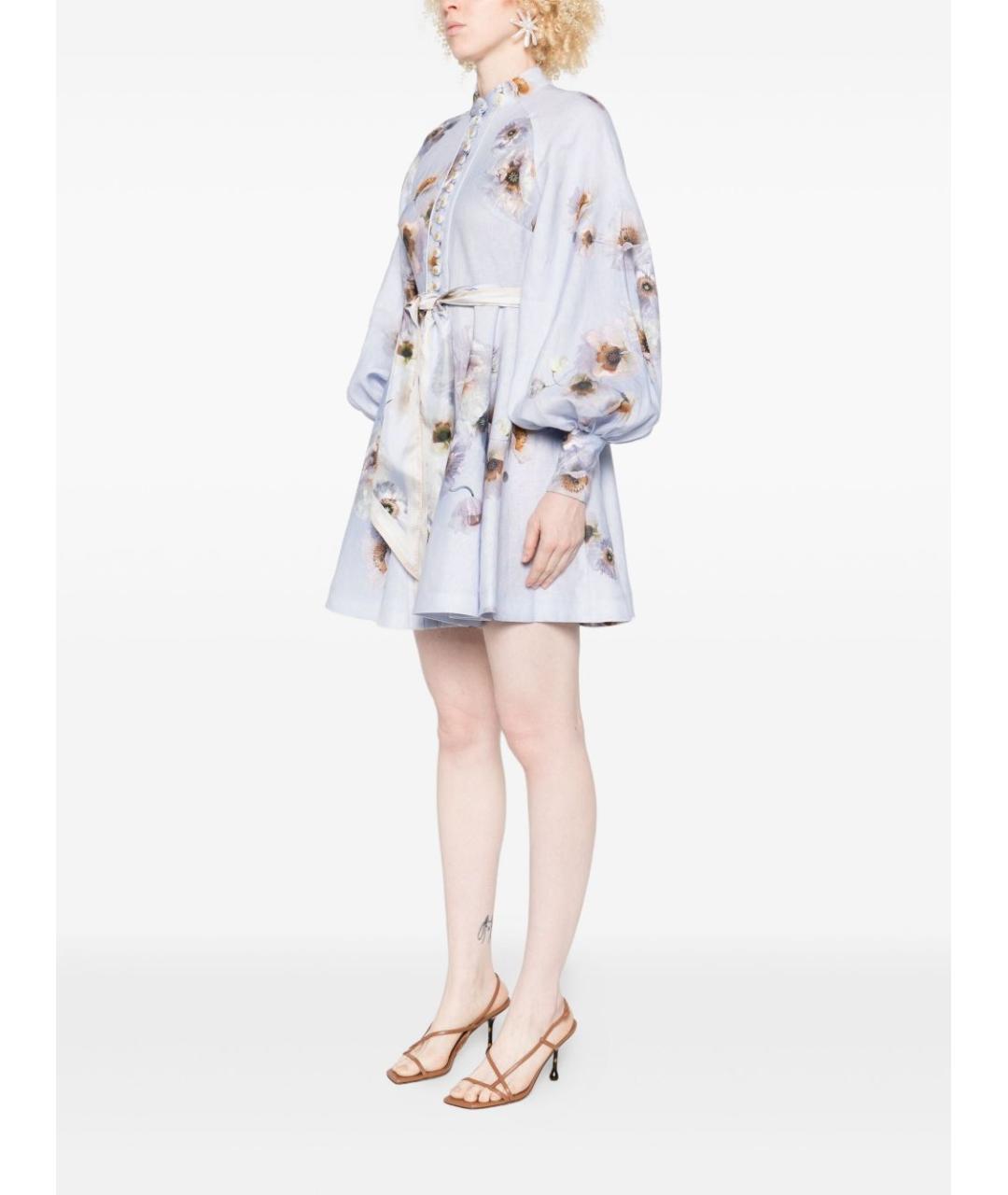 ZIMMERMANN Фиолетовое льняное повседневное платье, фото 2