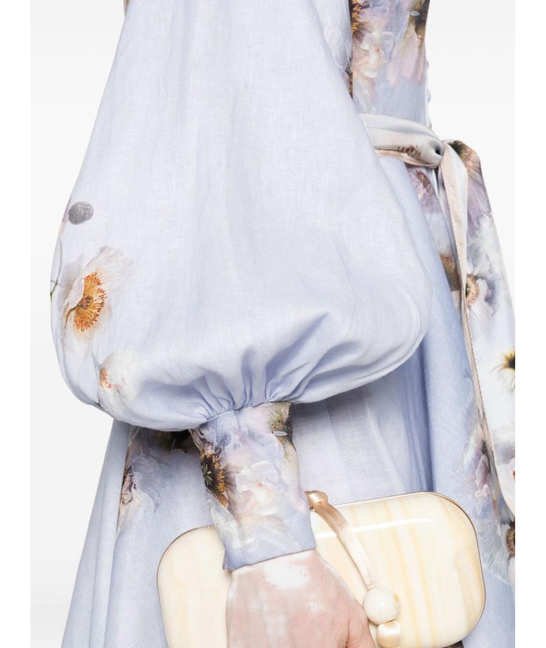 ZIMMERMANN Фиолетовое льняное повседневное платье, фото 5