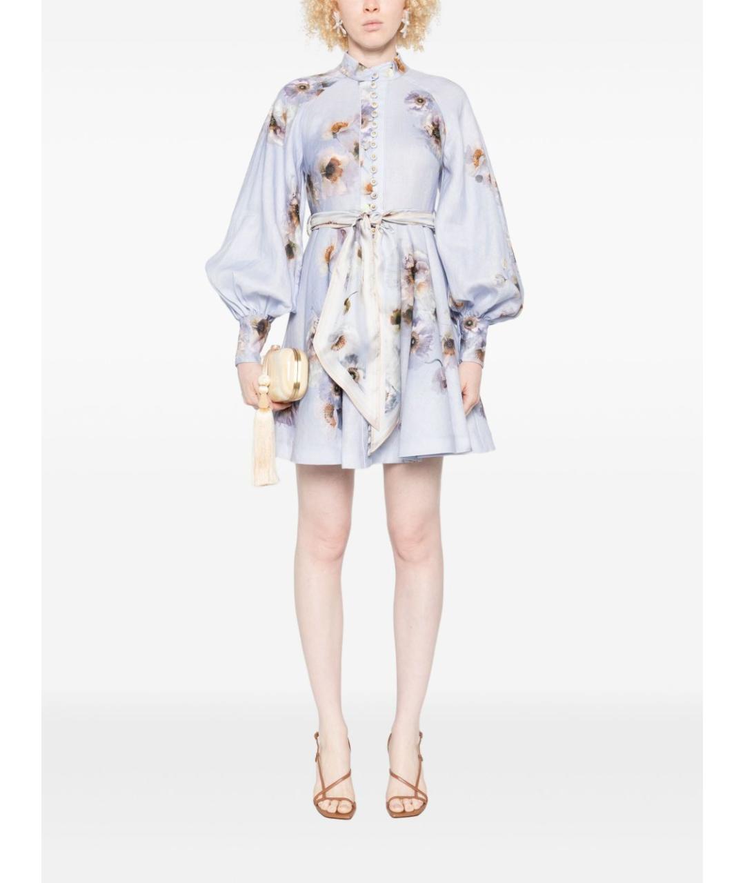ZIMMERMANN Фиолетовое льняное повседневное платье, фото 3