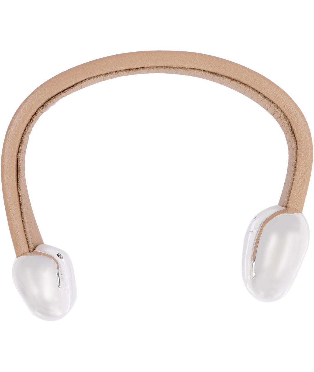 BOTTEGA VENETA Бежевый кожаный браслет, фото 4