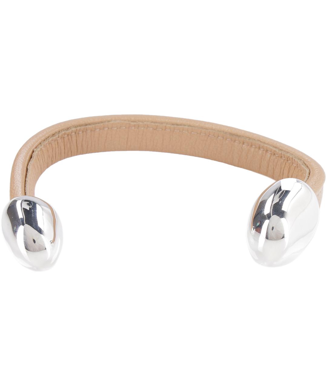 BOTTEGA VENETA Бежевый кожаный браслет, фото 2