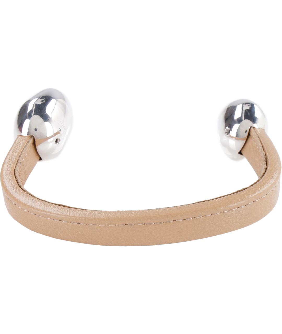 BOTTEGA VENETA Бежевый кожаный браслет, фото 3