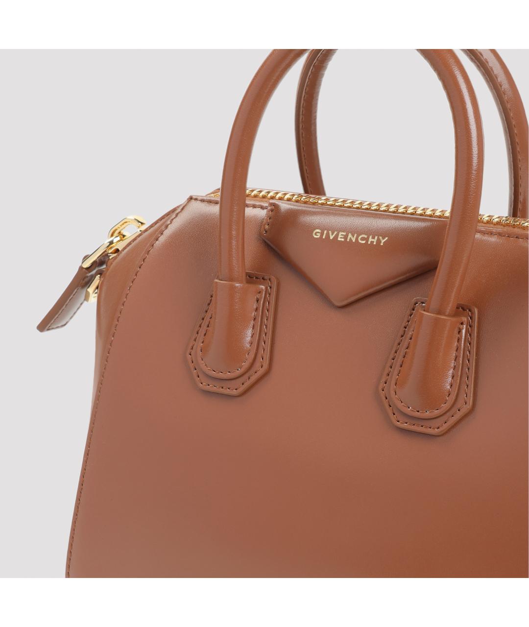 GIVENCHY Коричневая кожаная сумка с короткими ручками, фото 3