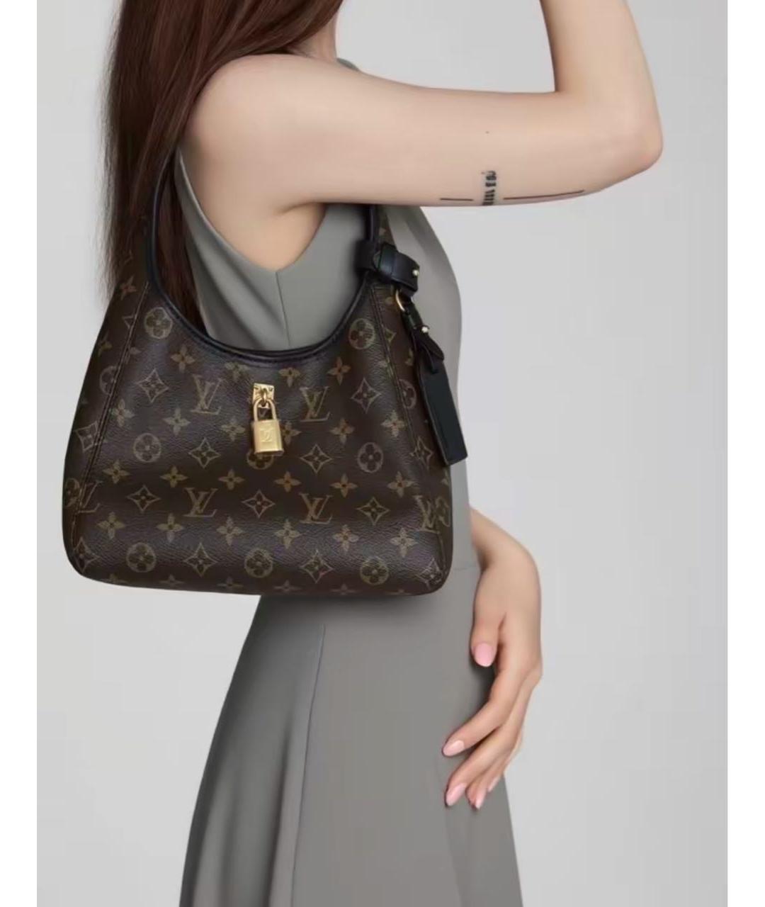 LOUIS VUITTON Коричневая кожаная сумка с короткими ручками, фото 5