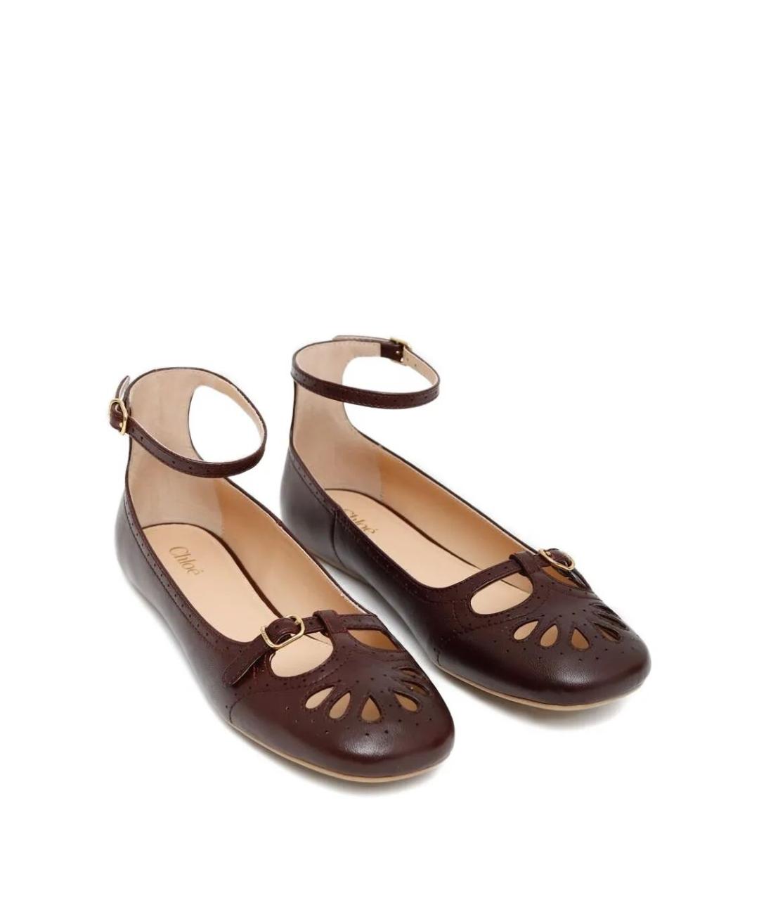 CHLOE Коричневые кожаные балетки, фото 2
