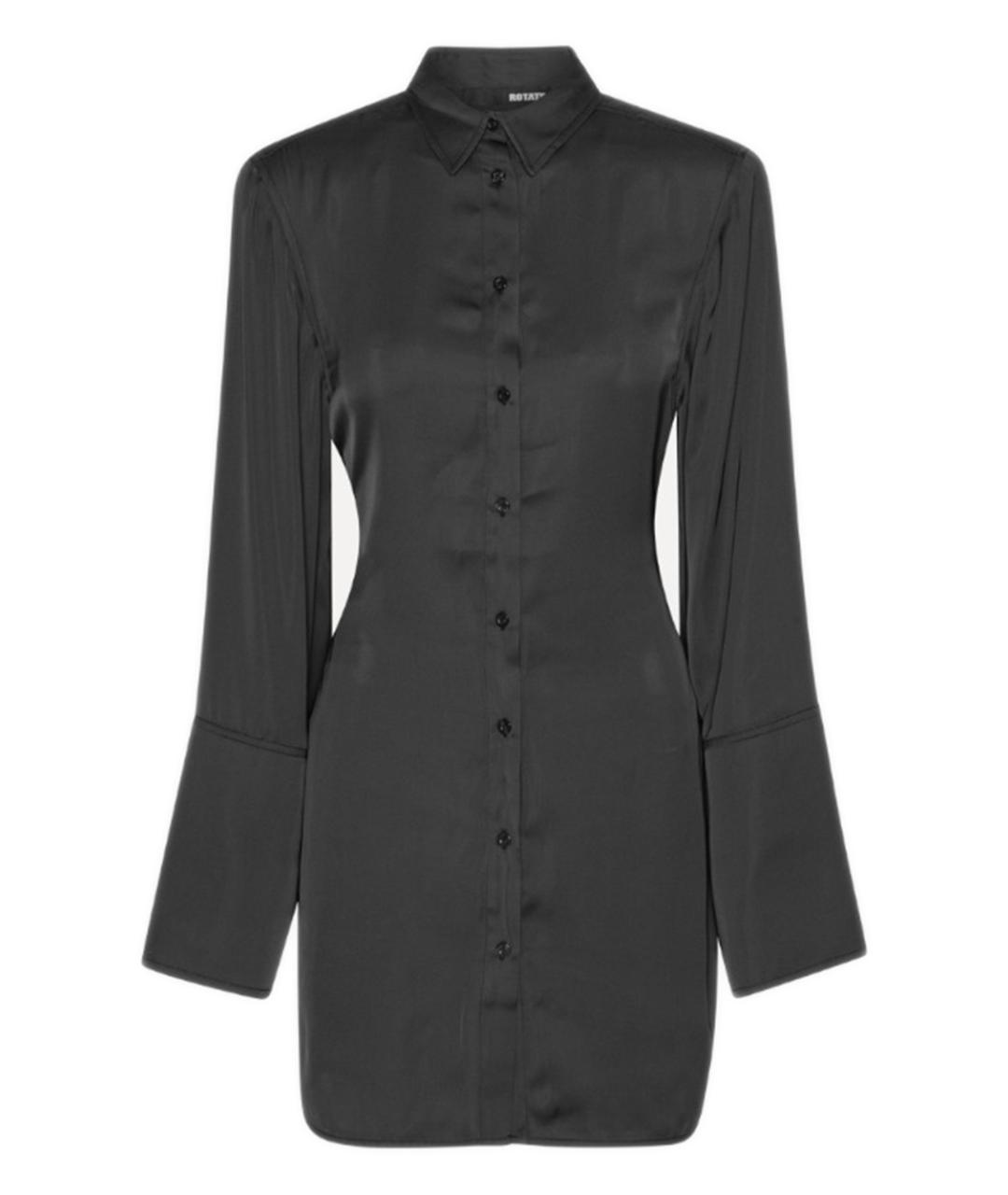 ROTATE Черное атласное повседневное платье, фото 1