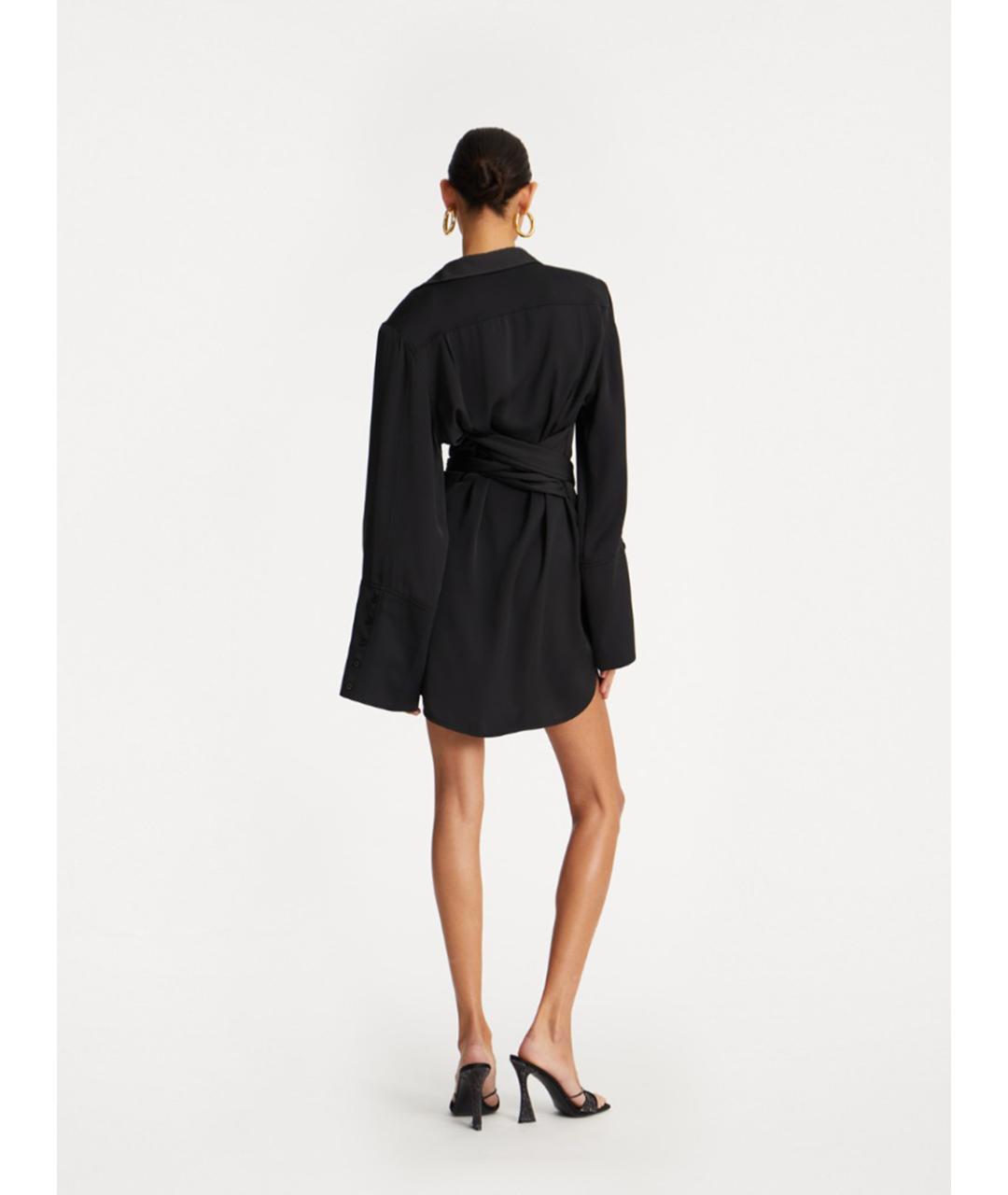 ROTATE Черное атласное повседневное платье, фото 3