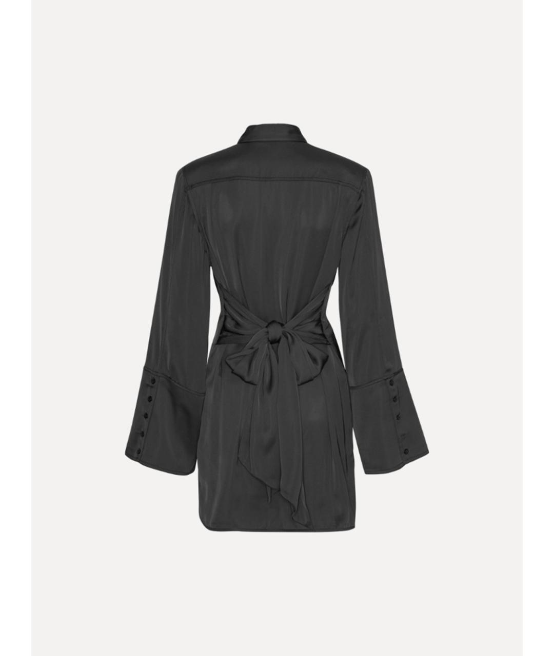 ROTATE Черное атласное повседневное платье, фото 5