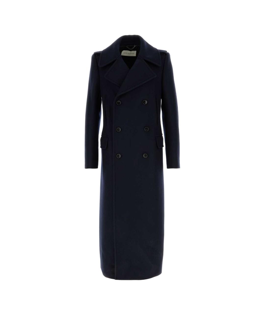 DRIES VAN NOTEN Темно-синее шерстяное пальто, фото 1