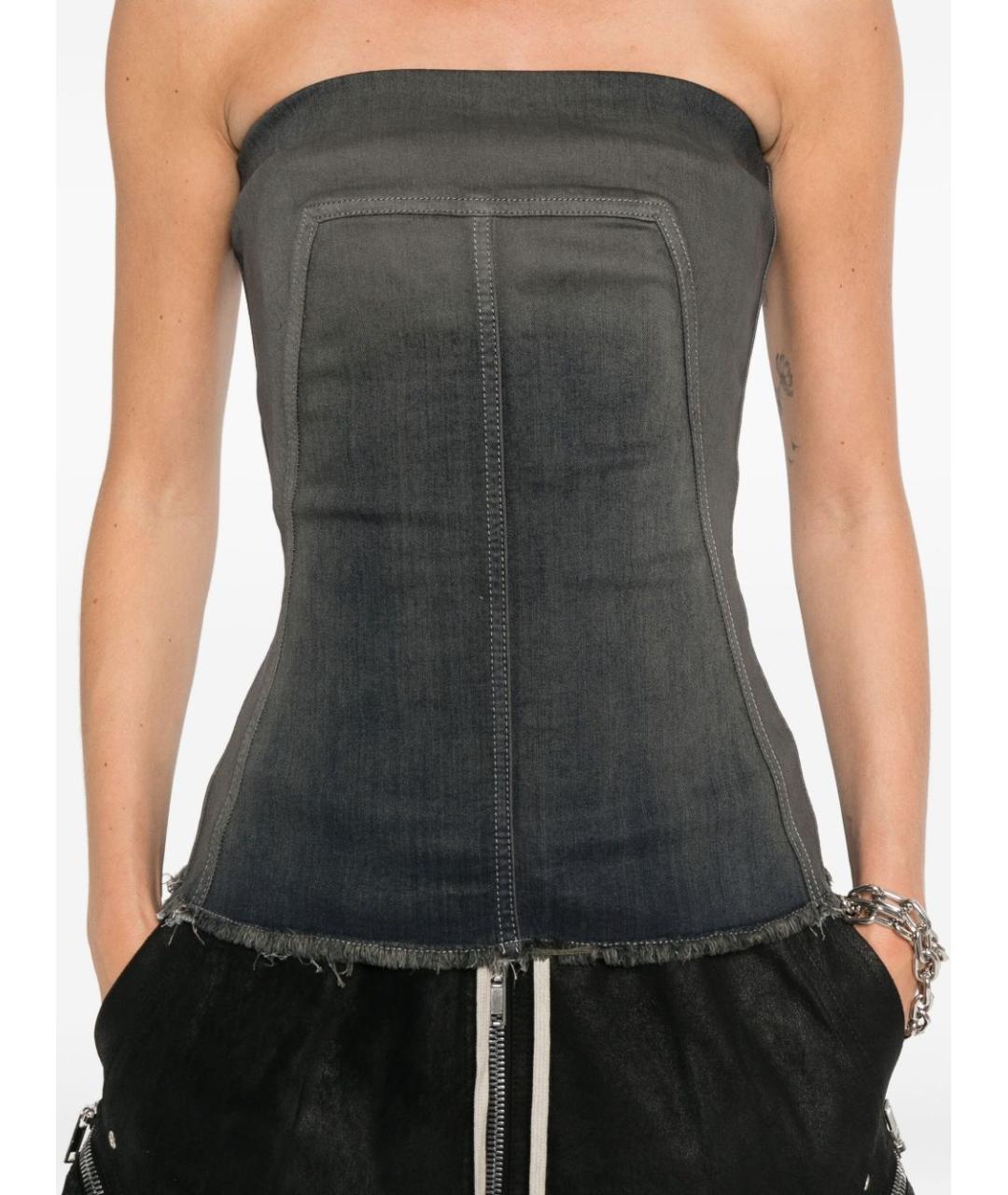 RICK OWENS Серая хлопковая майка, фото 5