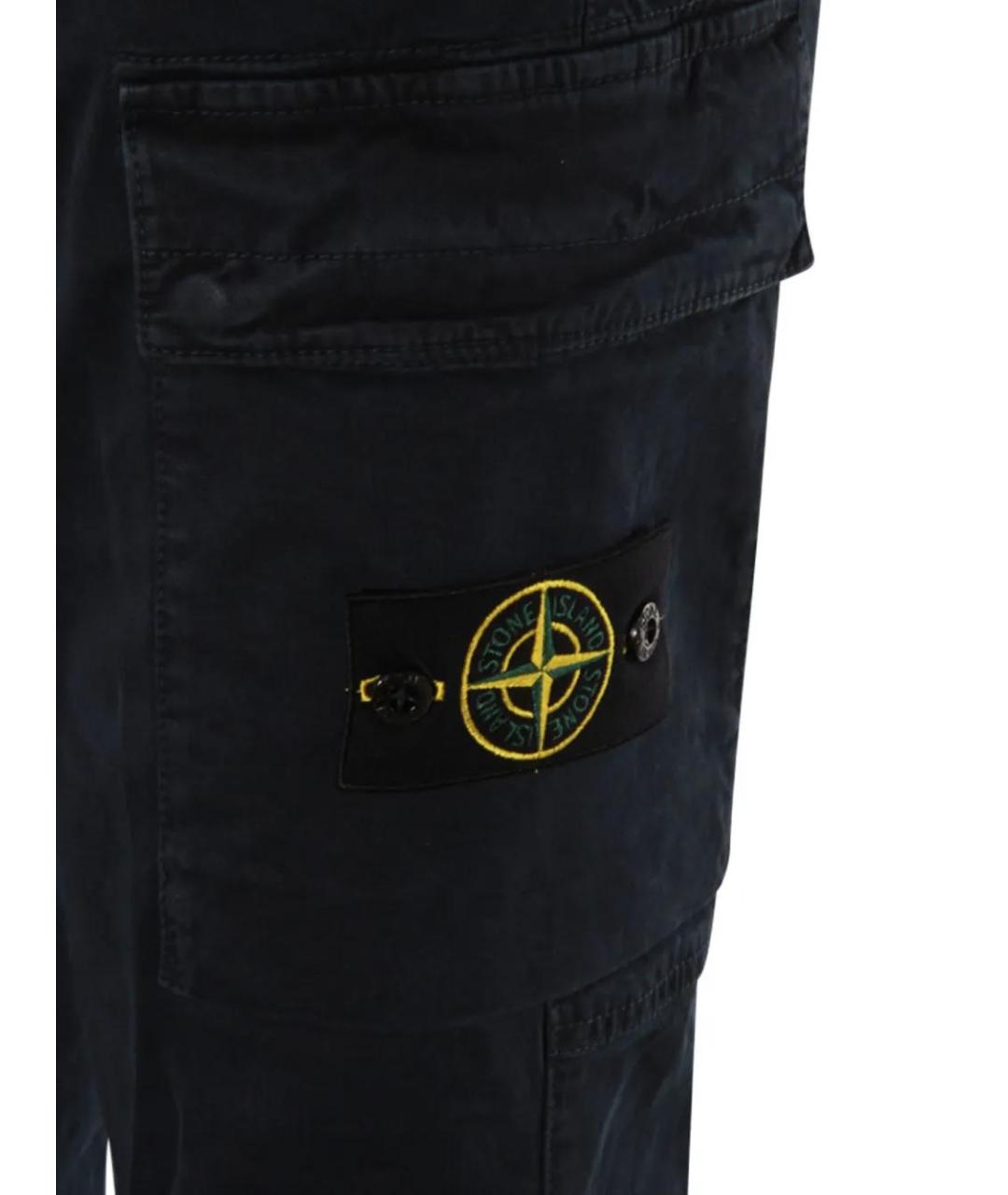 STONE ISLAND Темно-синие хлопковые повседневные брюки, фото 3