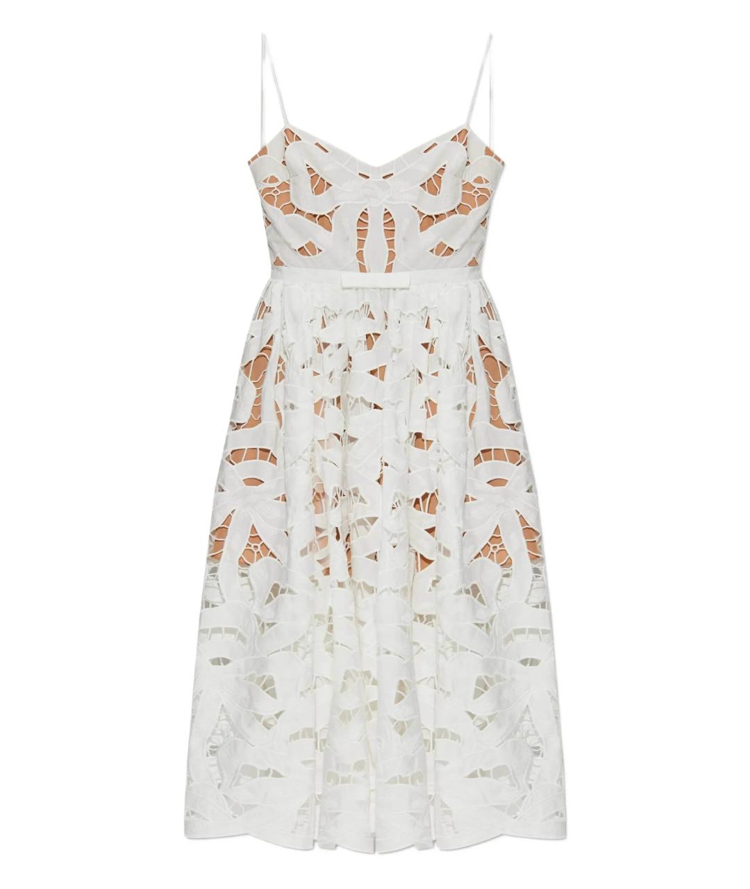 SELF-PORTRAIT Белое льняное повседневное платье, фото 1