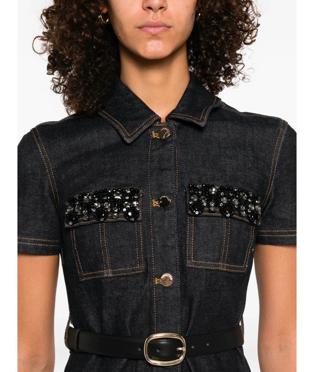 SELF-PORTRAIT Синее хлопковое повседневное платье, фото 5