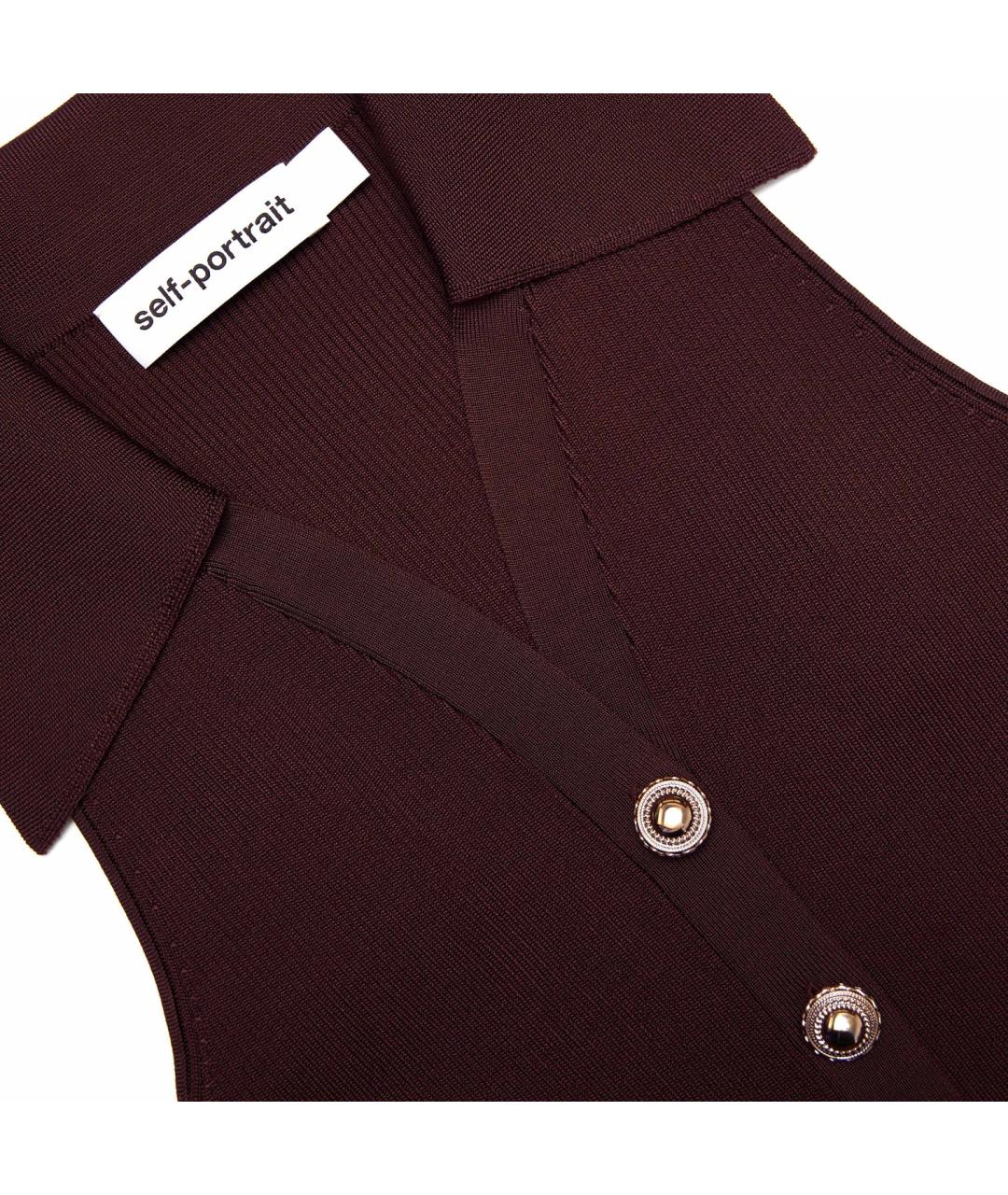 SELF-PORTRAIT Коричневое полиэстеровое вечернее платье, фото 3