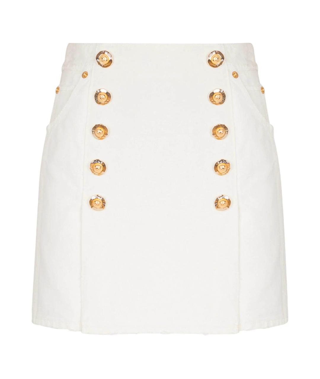BALMAIN Белая хлопковая юбка мини, фото 1