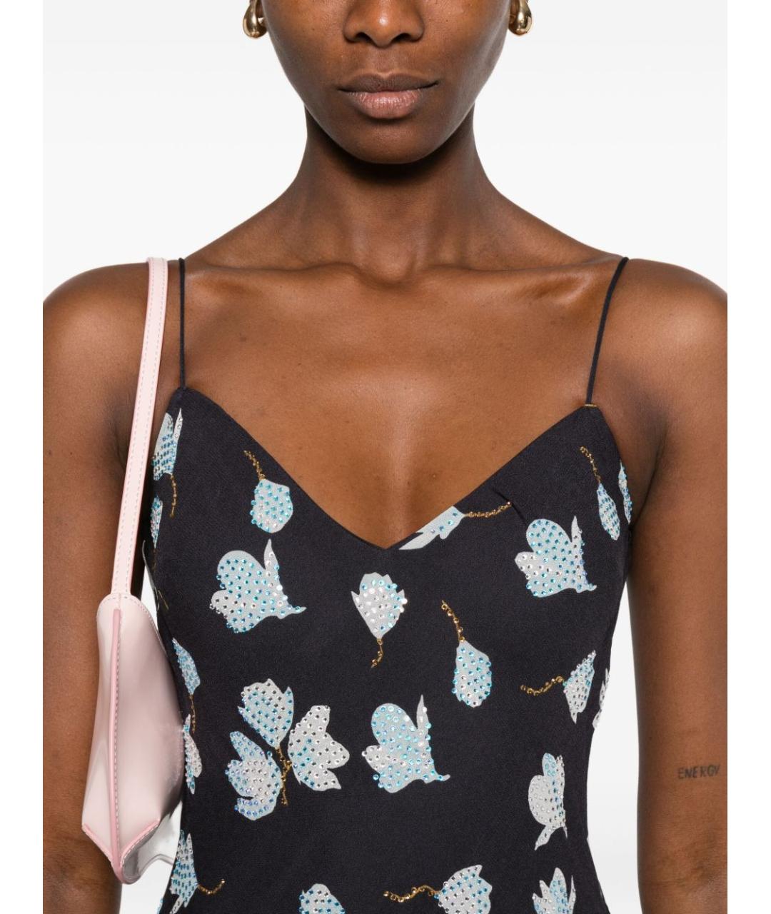 SELF-PORTRAIT Синее вискозное повседневное платье, фото 5