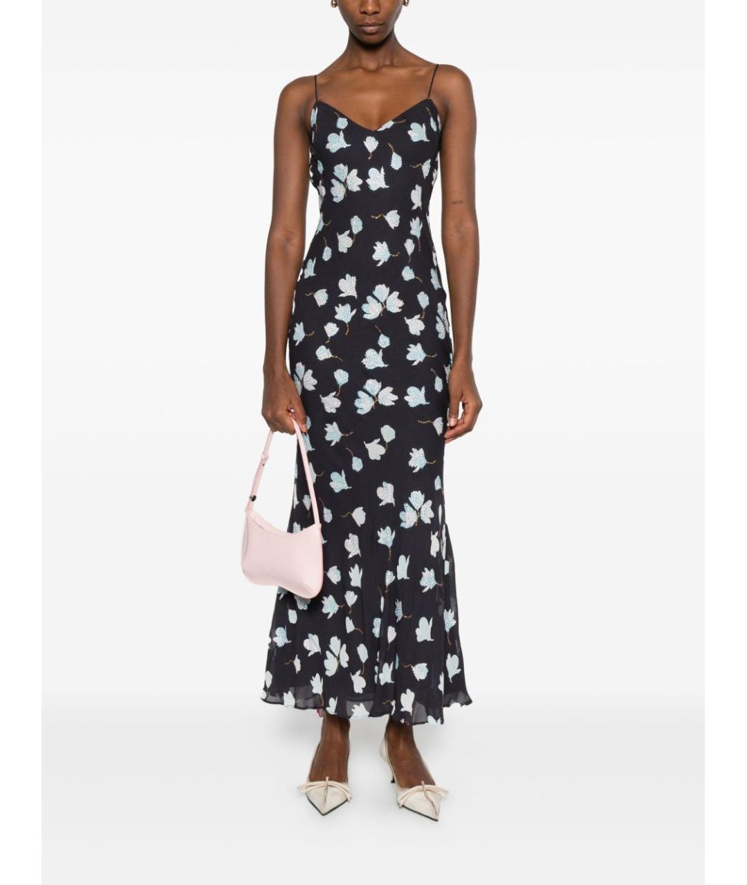 SELF-PORTRAIT Синее вискозное повседневное платье, фото 2