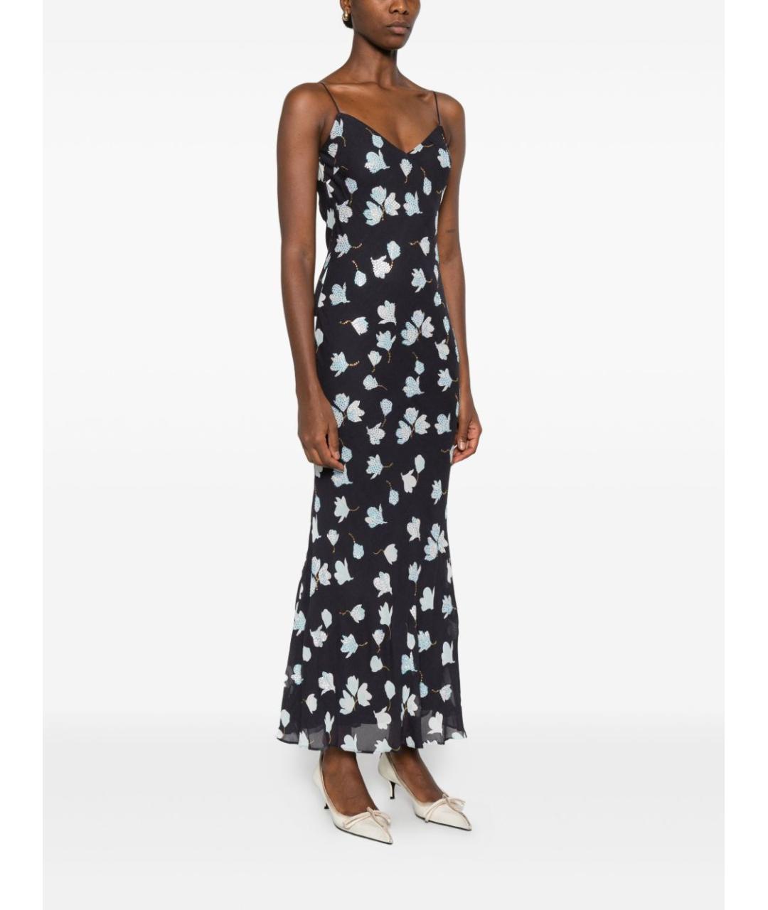 SELF-PORTRAIT Синее вискозное повседневное платье, фото 3