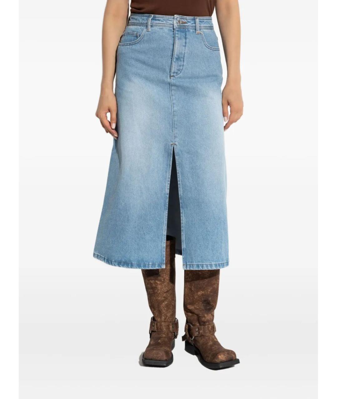 A.P.C. Синяя хлопковая юбка миди, фото 4