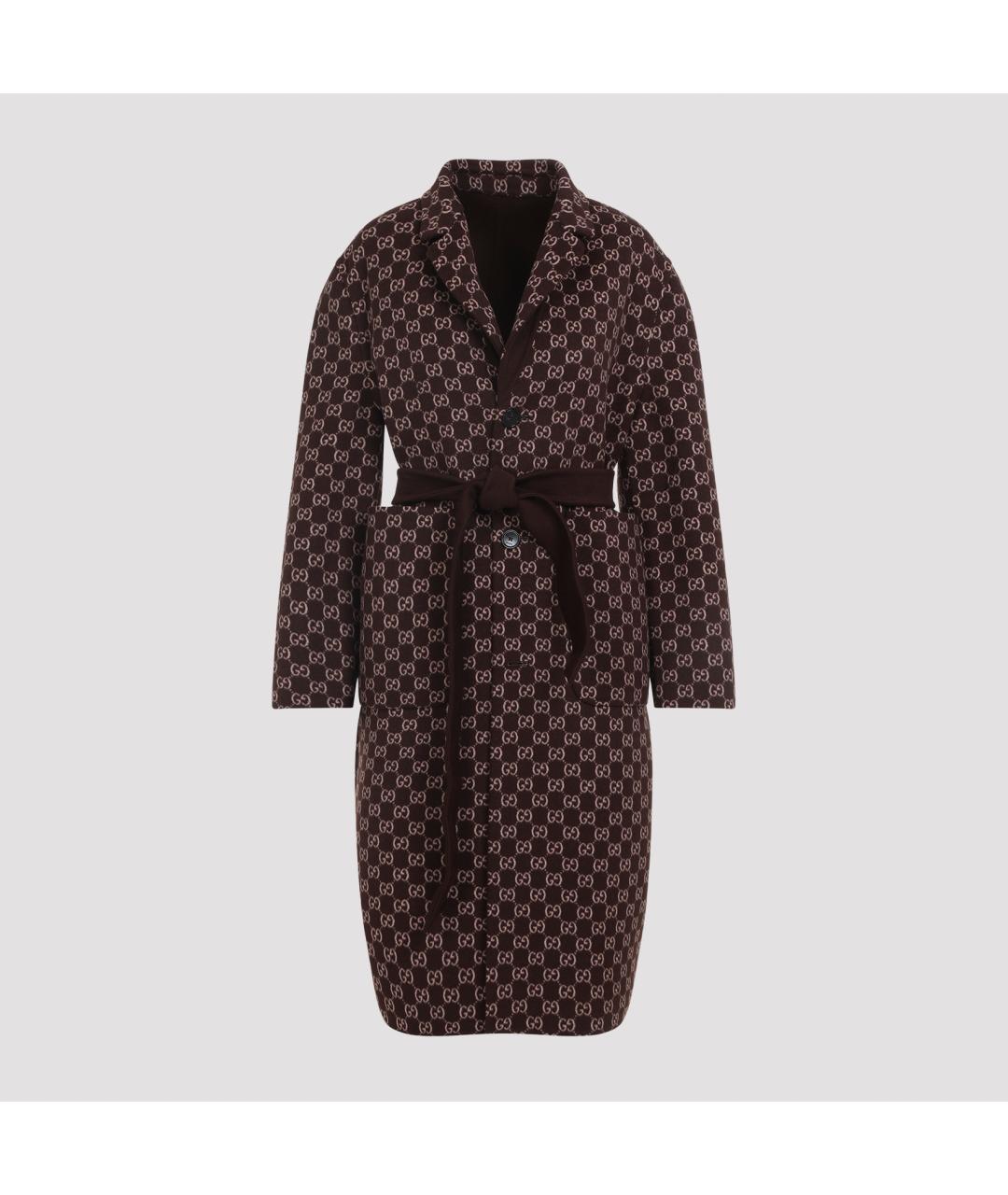 GUCCI Коричневое шерстяное пальто, фото 4