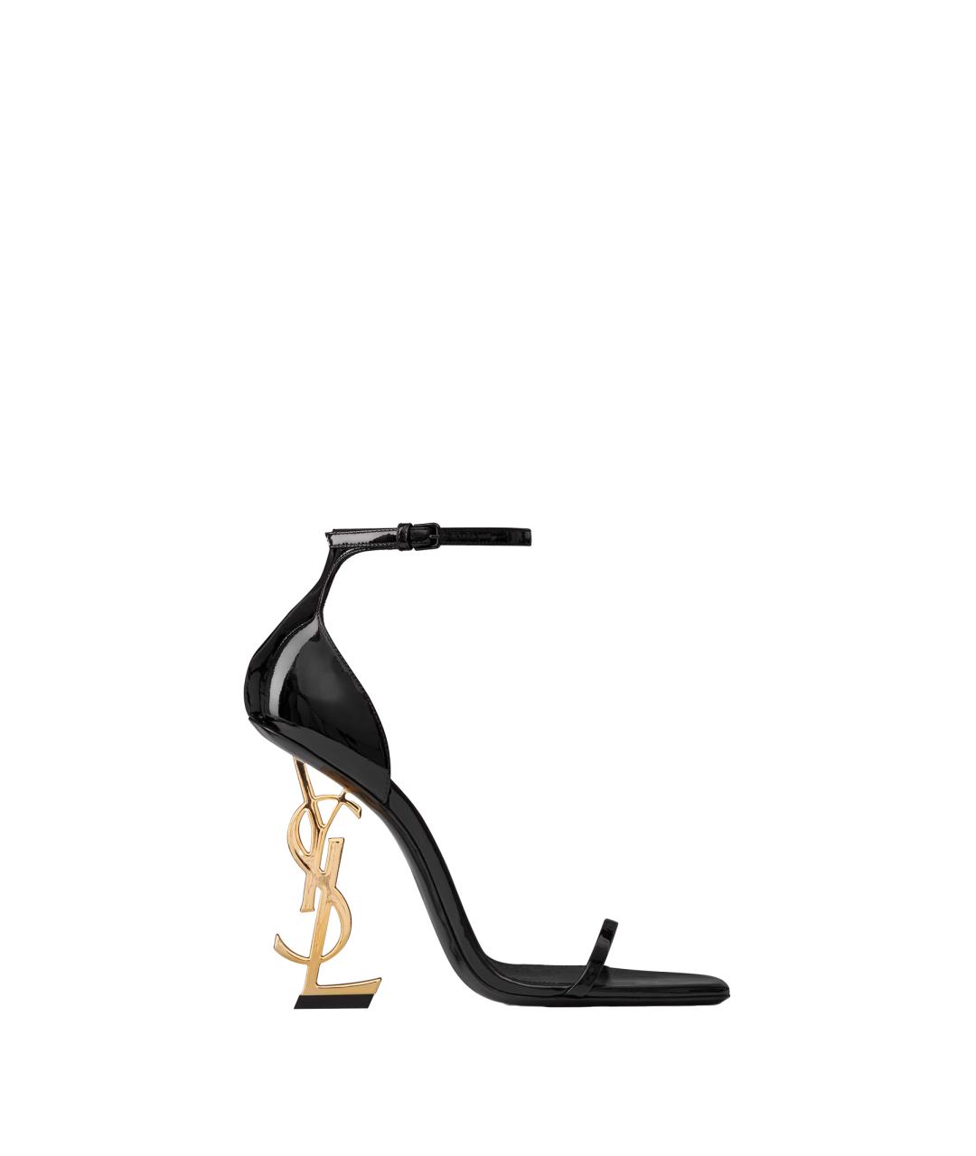 SAINT LAURENT Черные босоножки из лакированной кожи, фото 1