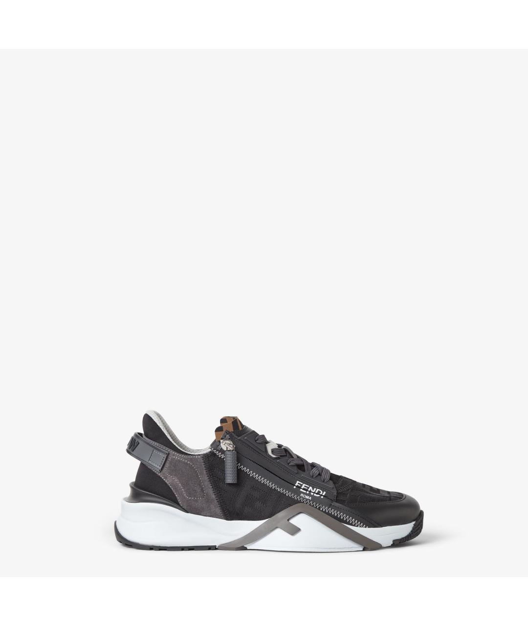 FENDI Серые кожаные низкие кроссовки / кеды, фото 6