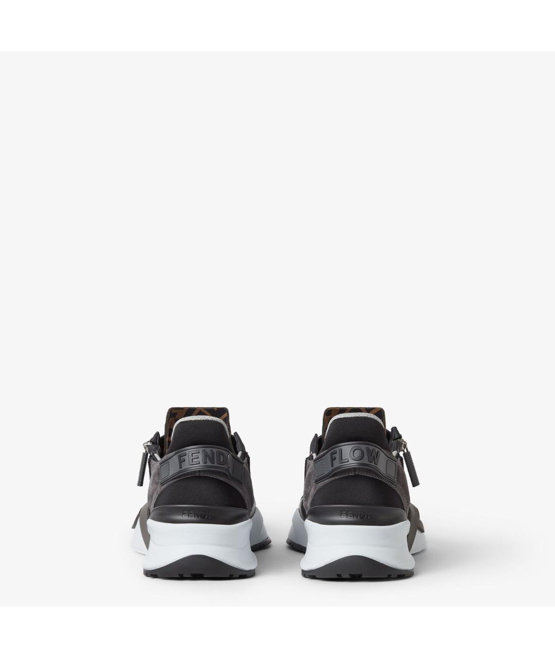 FENDI Серые кожаные низкие кроссовки / кеды, фото 3
