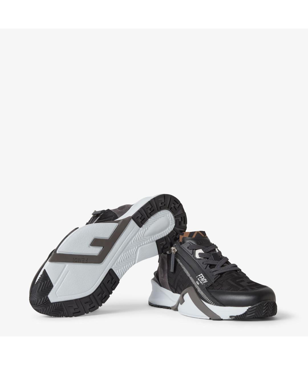 FENDI Серые кожаные низкие кроссовки / кеды, фото 5