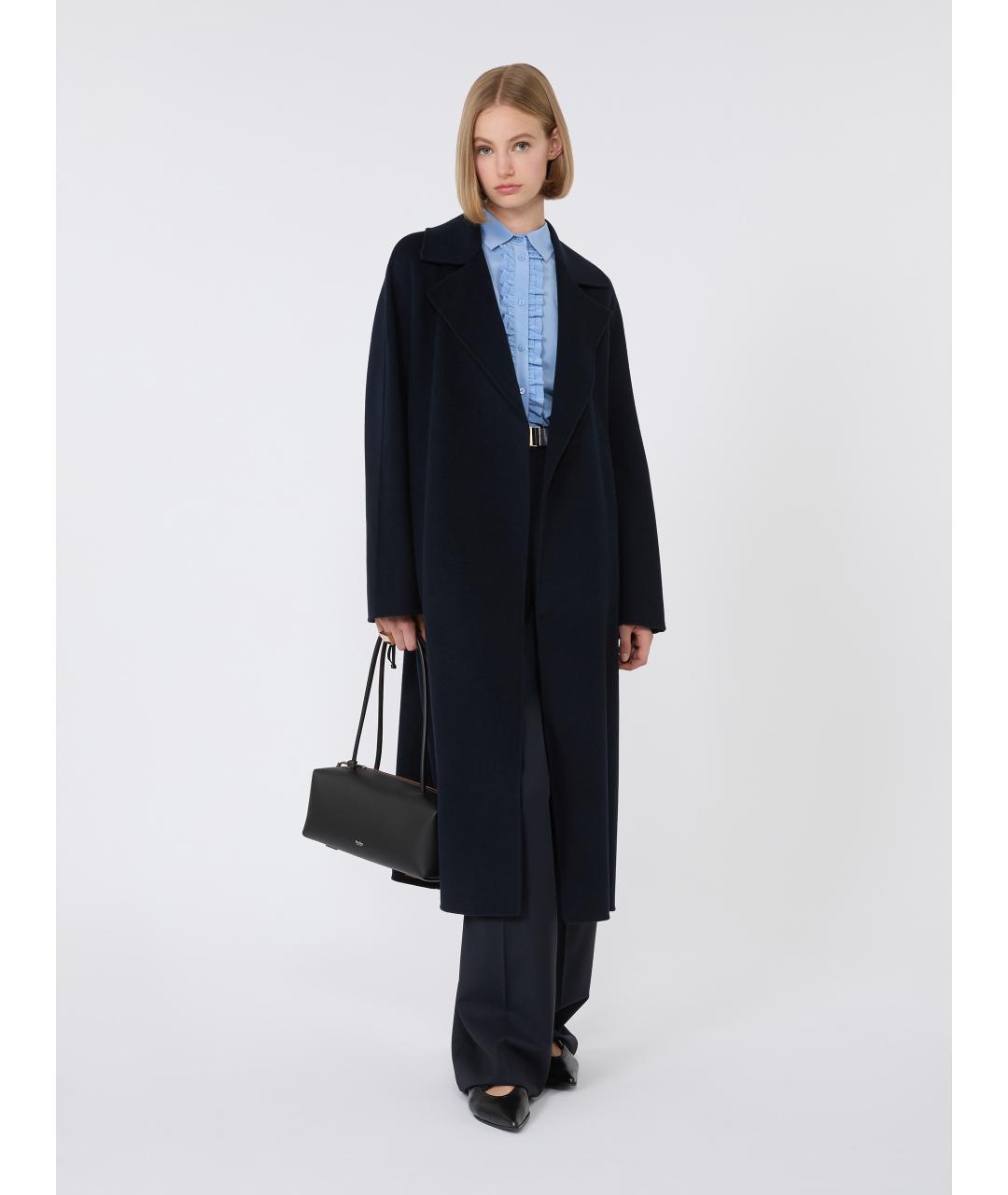 MAX MARA STUDIO Синее шерстяное пальто, фото 2