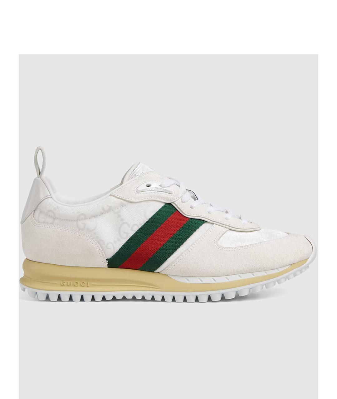 GUCCI Белые кожаные кроссовки, фото 5