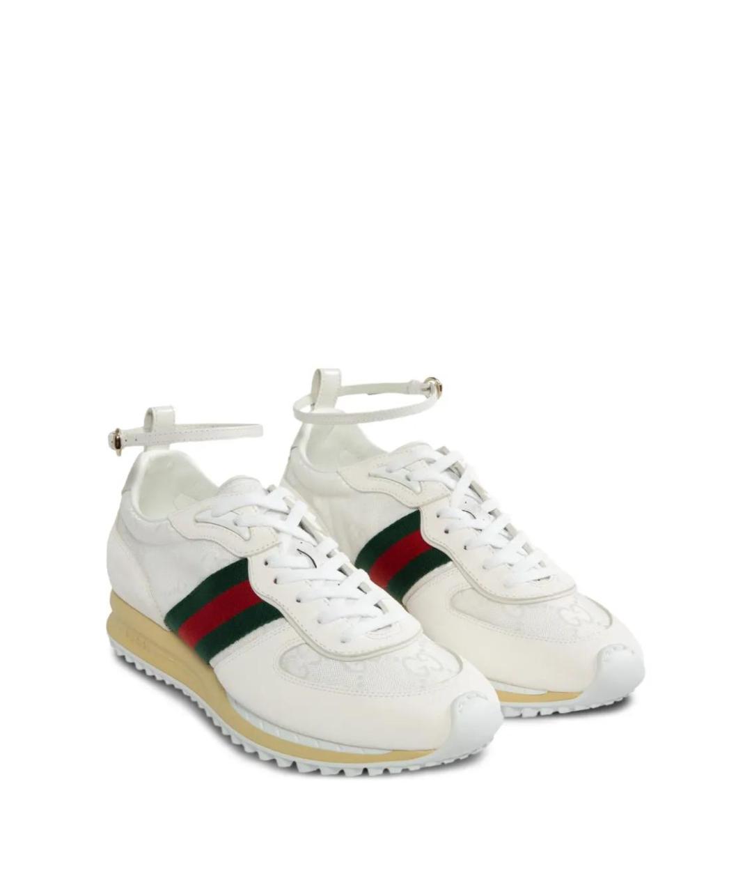 GUCCI Белые кожаные кроссовки, фото 2