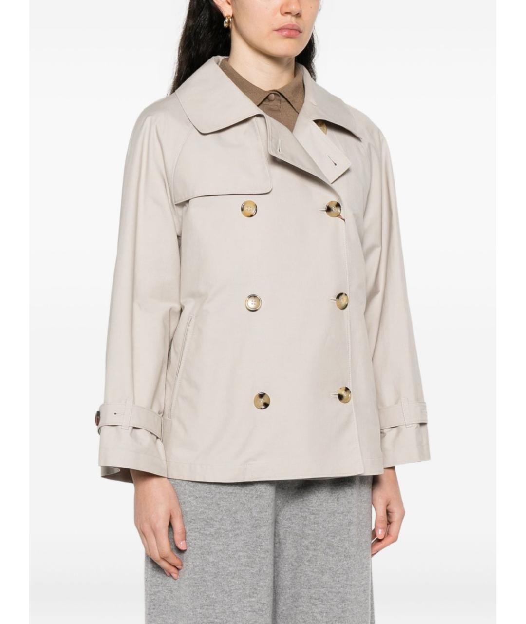 MAX MARA Бежевый хлопковый тренч/плащ, фото 3