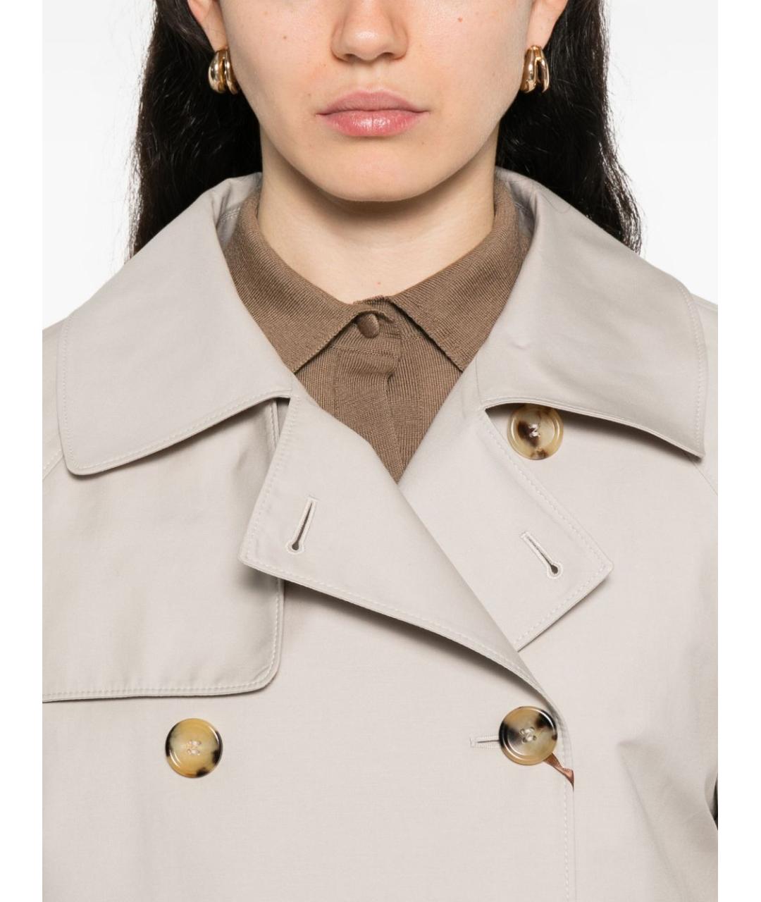 MAX MARA Бежевый хлопковый тренч/плащ, фото 5