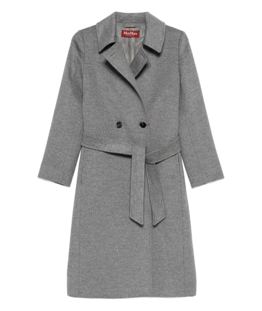 MAX MARA STUDIO Серое шерстяное пальто, фото 1